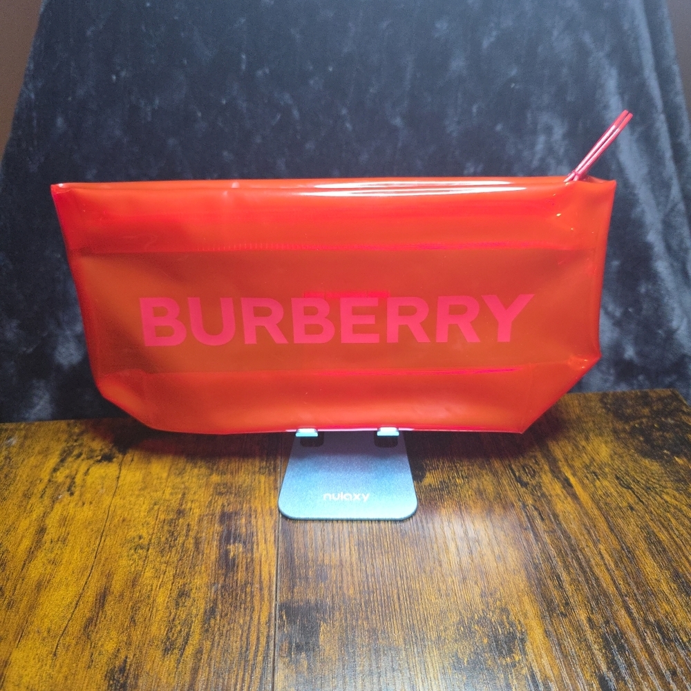 NEW BURBERRY Red Translucent See -Through Cosmetic Makeup Clutch Pouch GWP